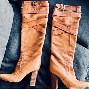 Authentic Chloe Tan Leather Knee-High Boots *Rare & Hard to Find*